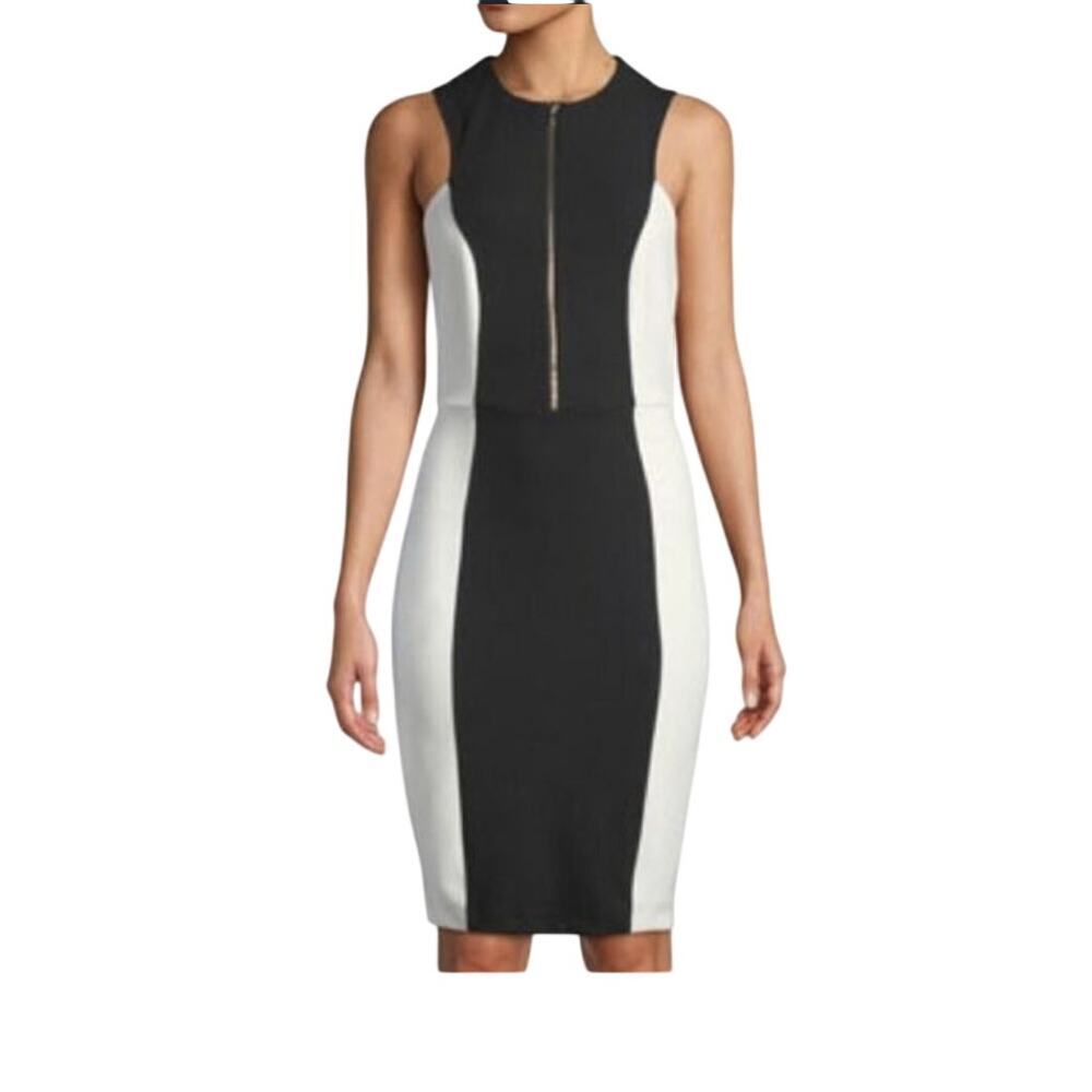 Alexia Admor Black White Colorblock Sheath Midi Dress S